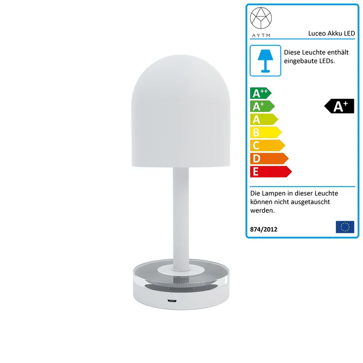 AYTM - Luceo Portable LED Akkuleuchte, Ø 9 x H 22 cm, weiss / klar