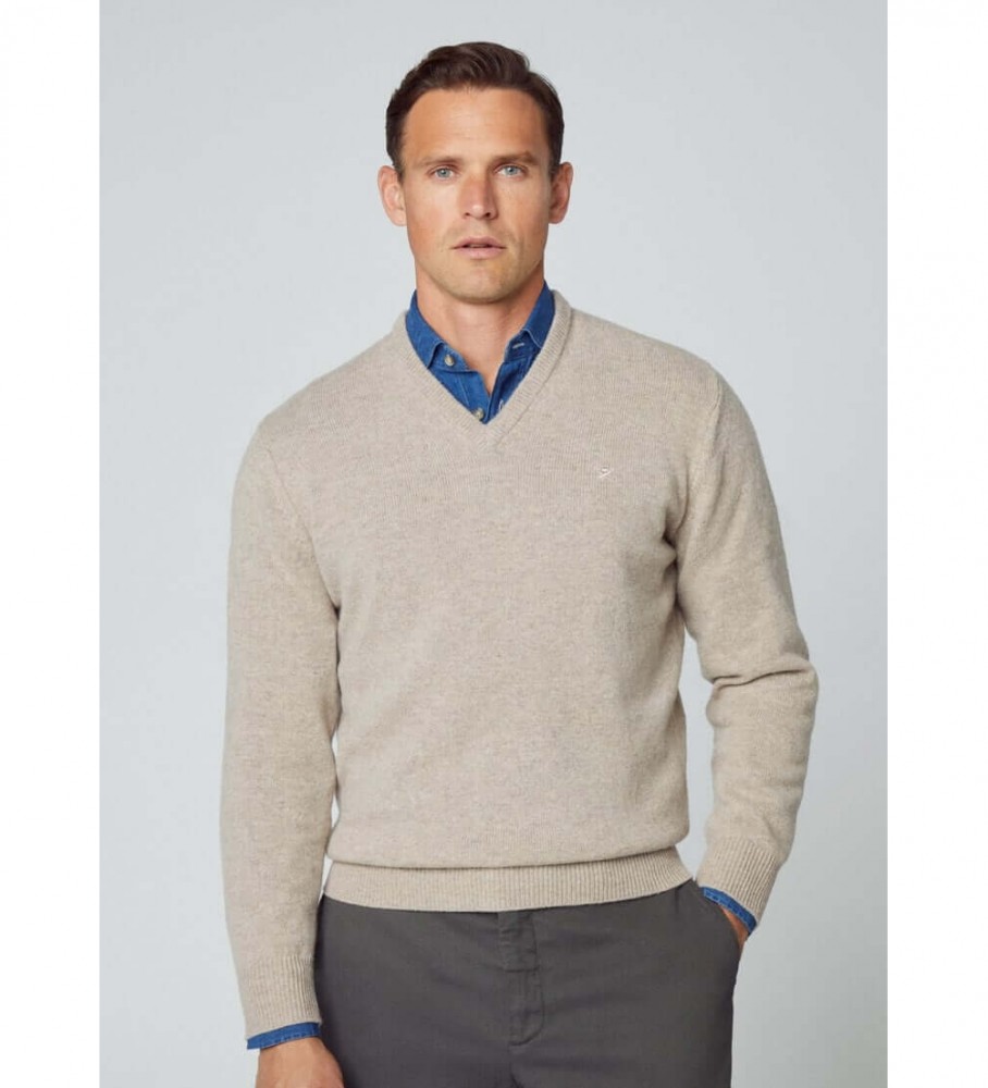 Hackett Jersey Lambswool V marrom