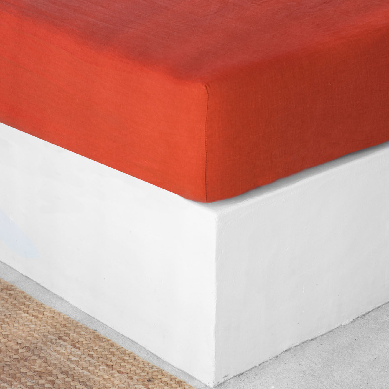 Febronie Home Drap housse 100% Lin Hortense terracotta