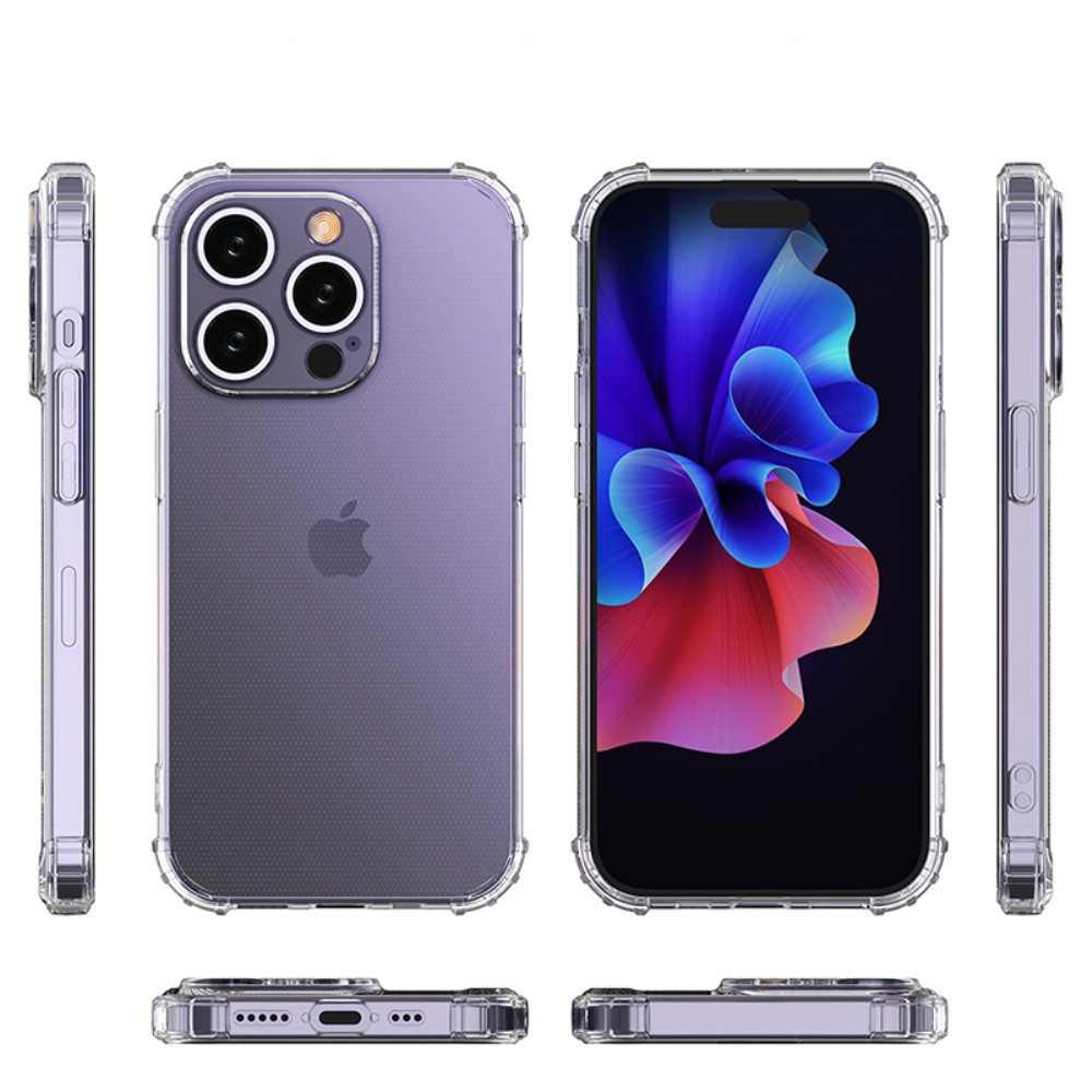 iPhone 15 Pro Gummi Hülle Air Cushion Fallschutz mit Kameraschutz - Transparent