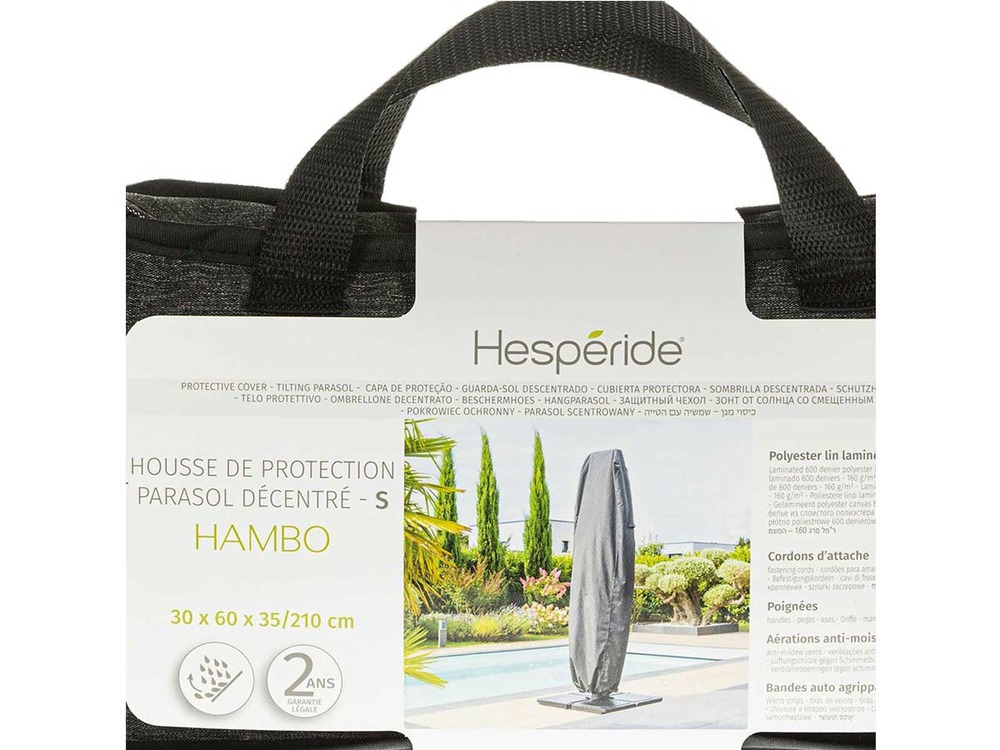 Housse pour parasol décentré s gris hambo - 60 x 30 x 210 cm