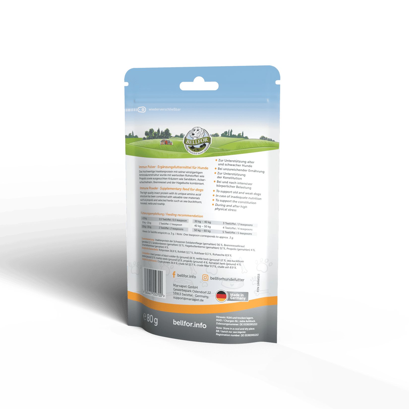 Bellfor Purinarm Set für Hunde - Naturgut-Schmaus + Immun Pulver + Landgut-Happen