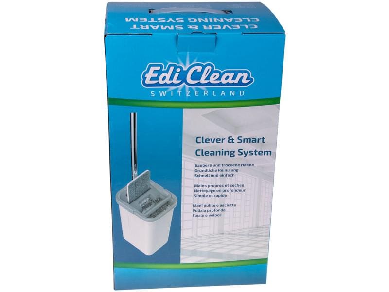 Edi Baur Flachwischer Clever & Smart Reinigungsset mit Eimer und zwei Wischbezüge