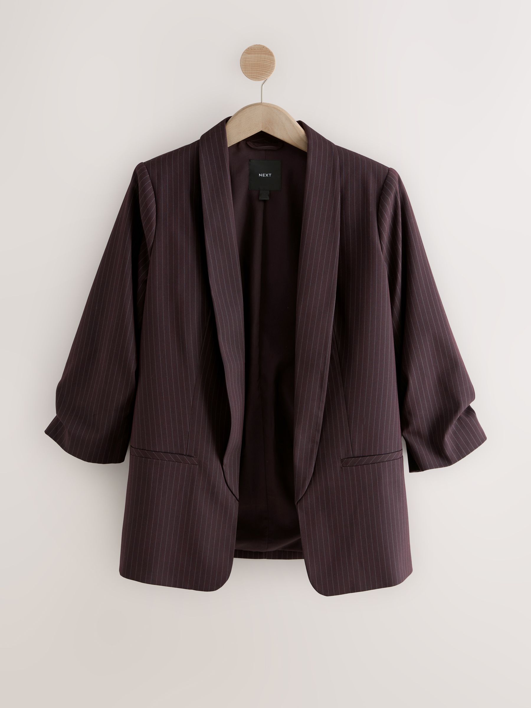 Burgundy Striped - Ruimvallend blazer met gerimpelde mouwen