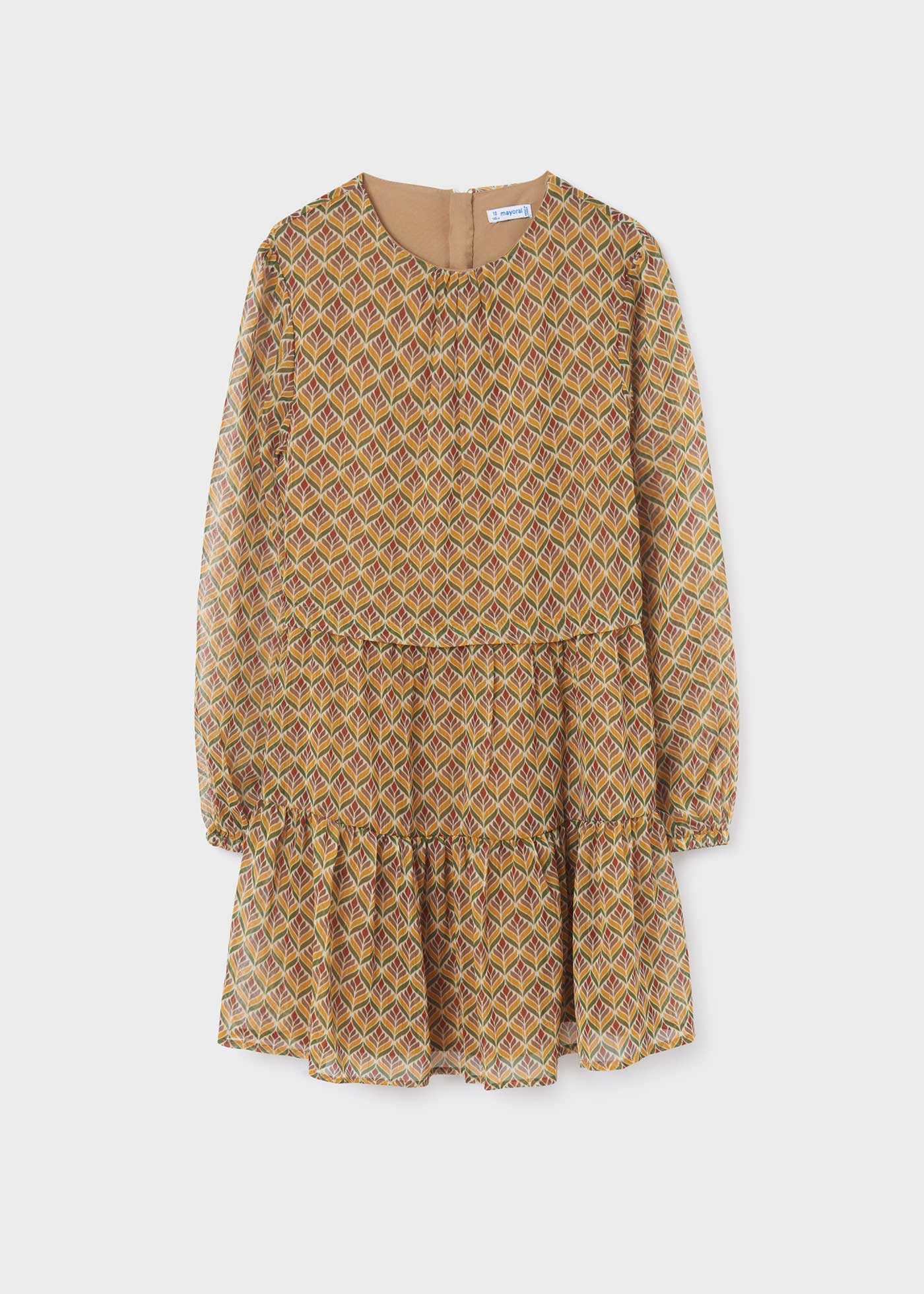 Vestido infantil de chiffon com estampa geométrica