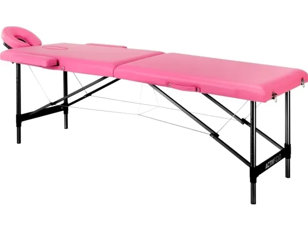 Activeshop sammenklappelig massagebriks i aluminium comfort Activ Fizjo 2 segment pink sort aluminium