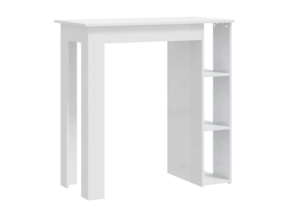 Table de bar et étagère Blanc brillant 102x50x103,5cm Aggloméré