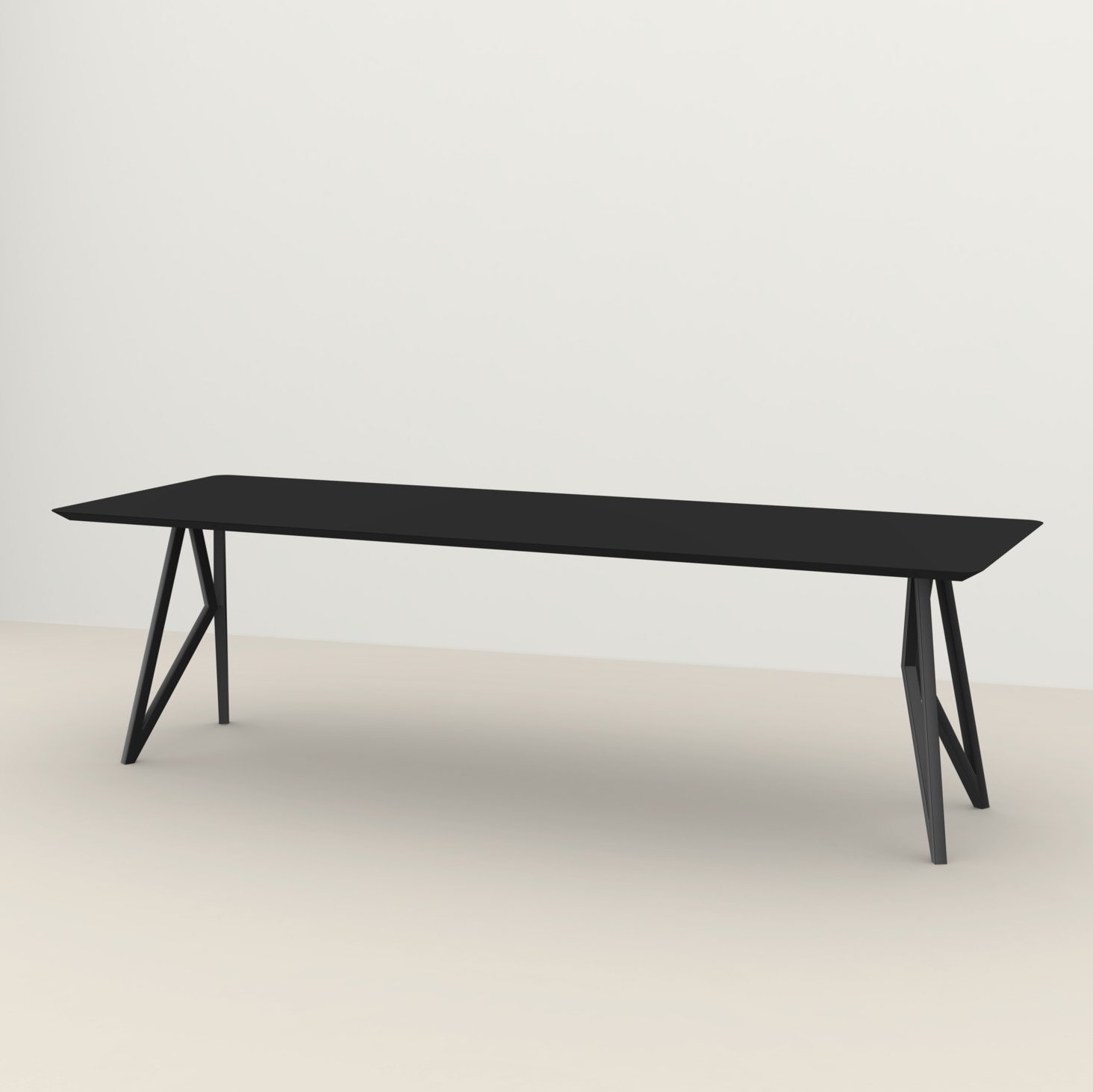 Studio HENK tafel Butterfly Rechthoekig - zwart frame, HPL Fenix nero ingo 260 x 90 | HPL Fenix Nero Ingo | Verjongde Rand | Frame Zwart