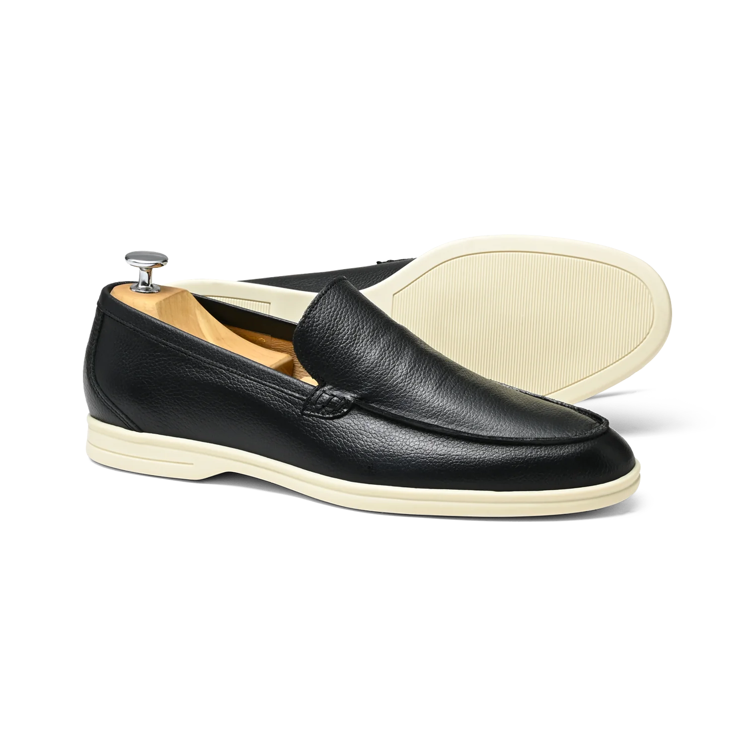 Momy-Mocassin en cuir grainé noir