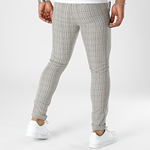 Pantalon A Carreaux Beige