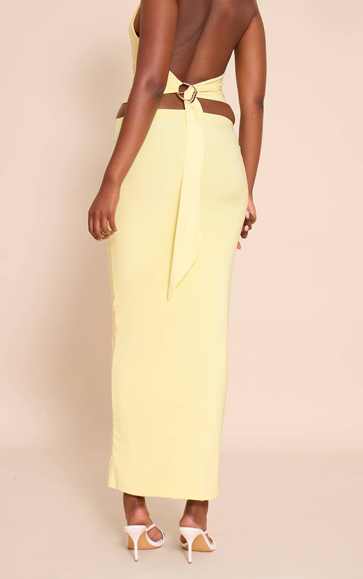 Citron Jupe Longue Taille Mi-haute En Tissu Slinky Double Couche