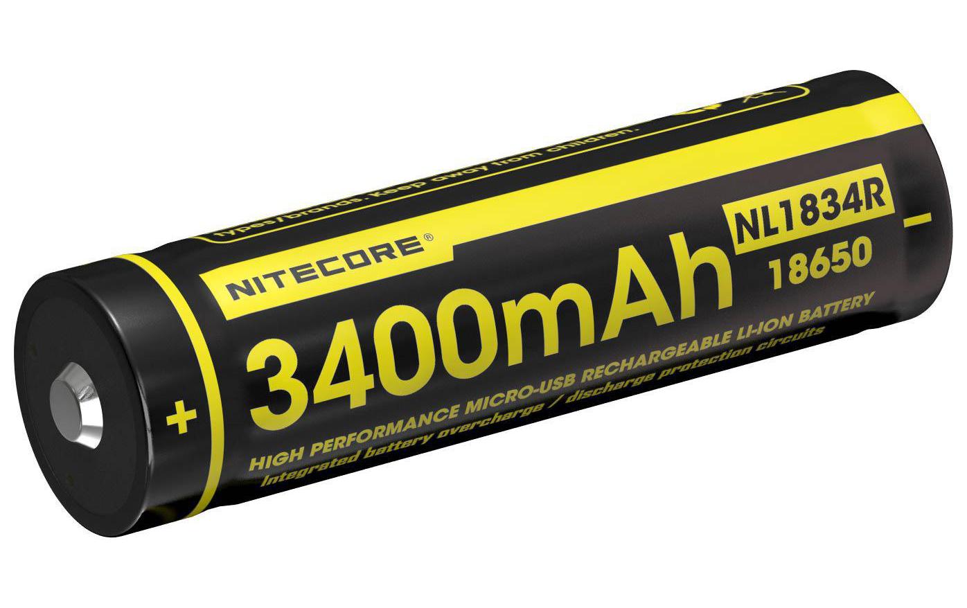 Akku NL1834R Li-Ion 18650 mit Micro-USB 3400 mAh, 1 StückGeschützter Li-Ion-Akku mit integriertem USB-Anschluss