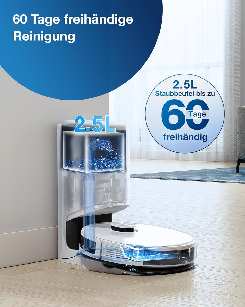 ECOVACS DEEBOT N10 Plus nat/droog robotstofzuiger, 4300PA, LiDAR-navigatie, zelflozend station