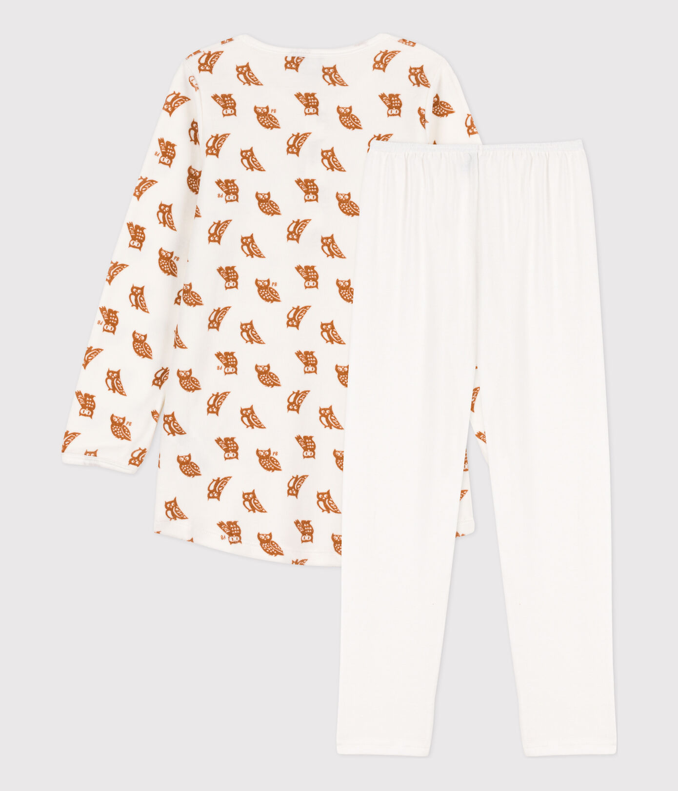 Chemise de nuit et legging hiboux petite fille en velours et en coton