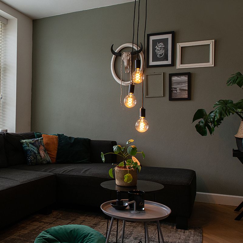 Industriële hanglamp zwart 3-lichts - Facil