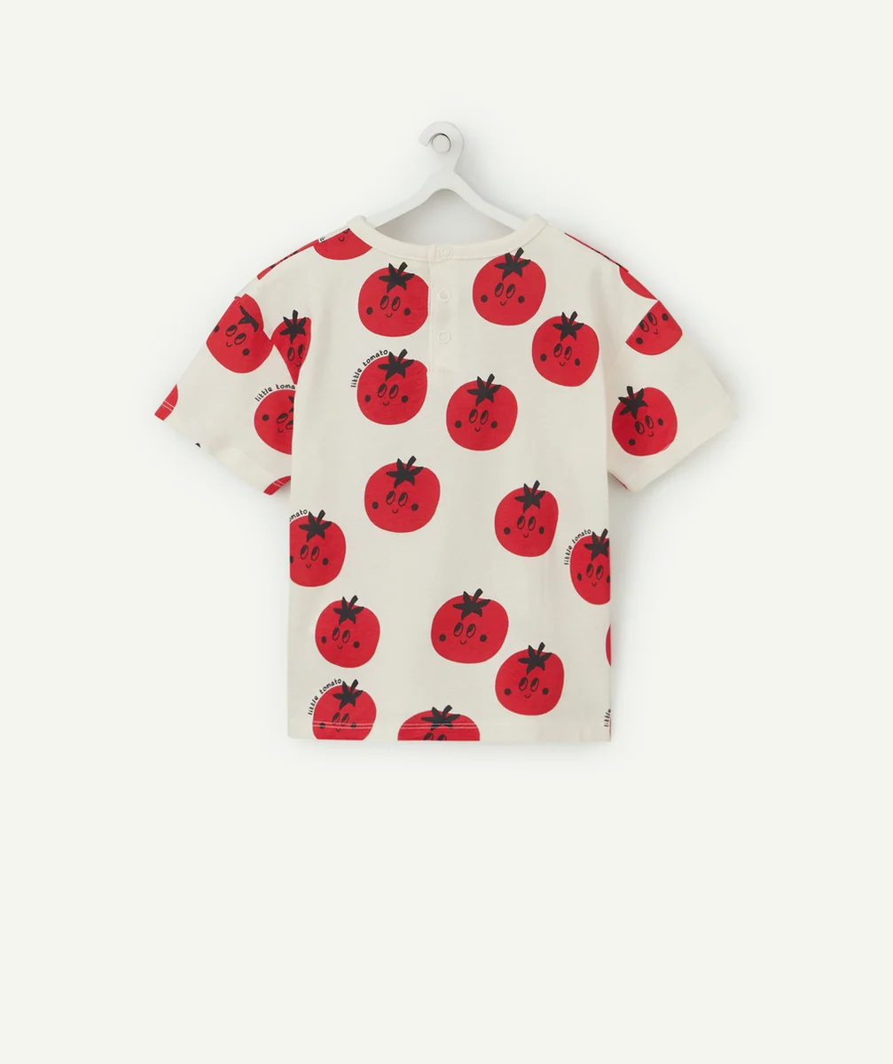 T-SHIRT BÉBÉ GARÇON EN COTON BIO ÉCRU IMPRIMÉ TOMATES