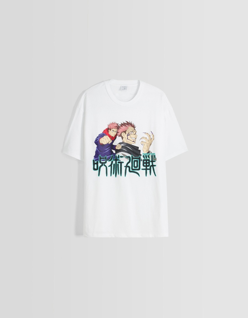 Camiseta de manga curta com modelagem quadrada e estampa Jujutsu Kaisen