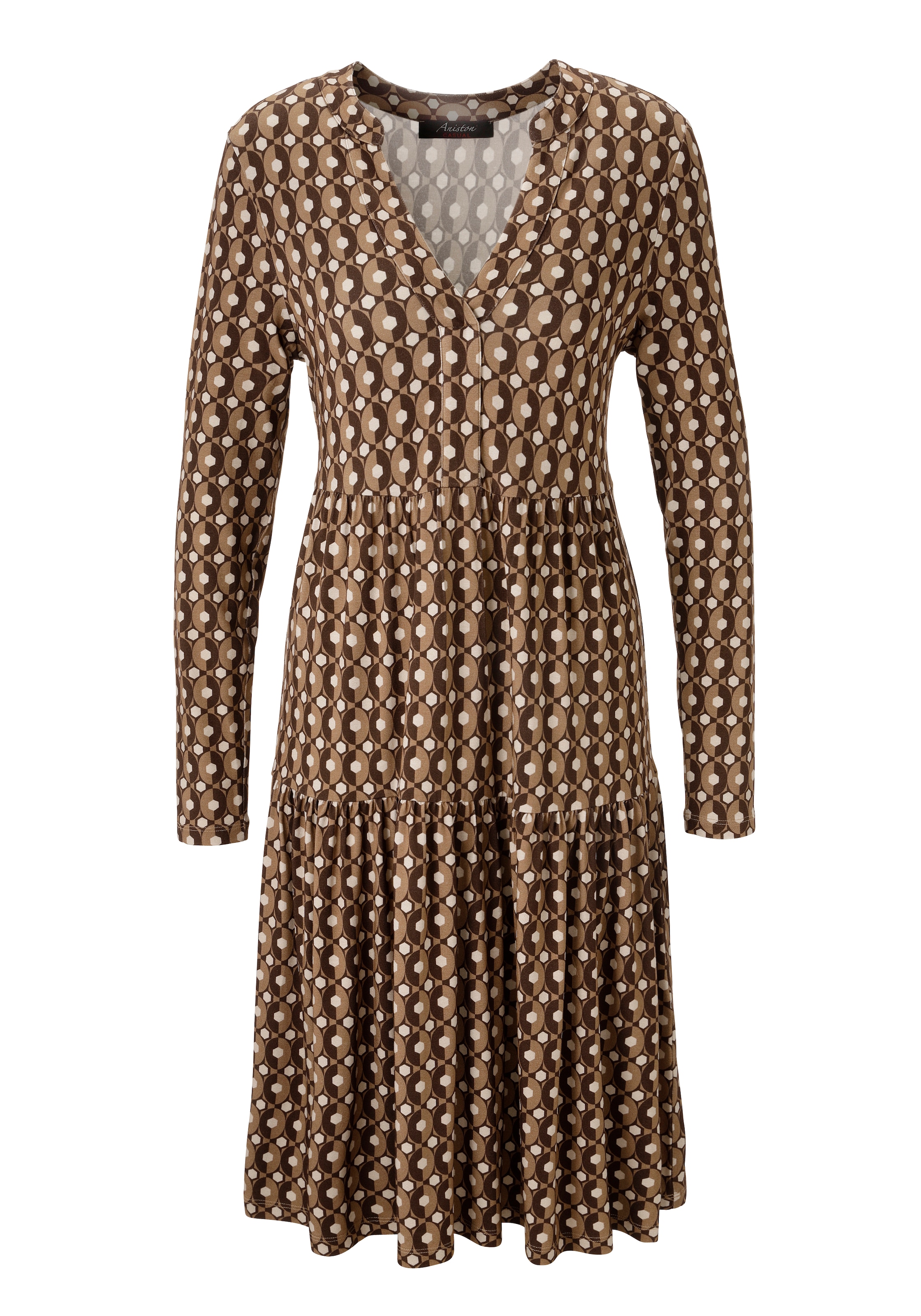 Aniston CASUAL Jerseykleid mit farbharmonischem Retro-Muster - NEUE KOLLEKTION