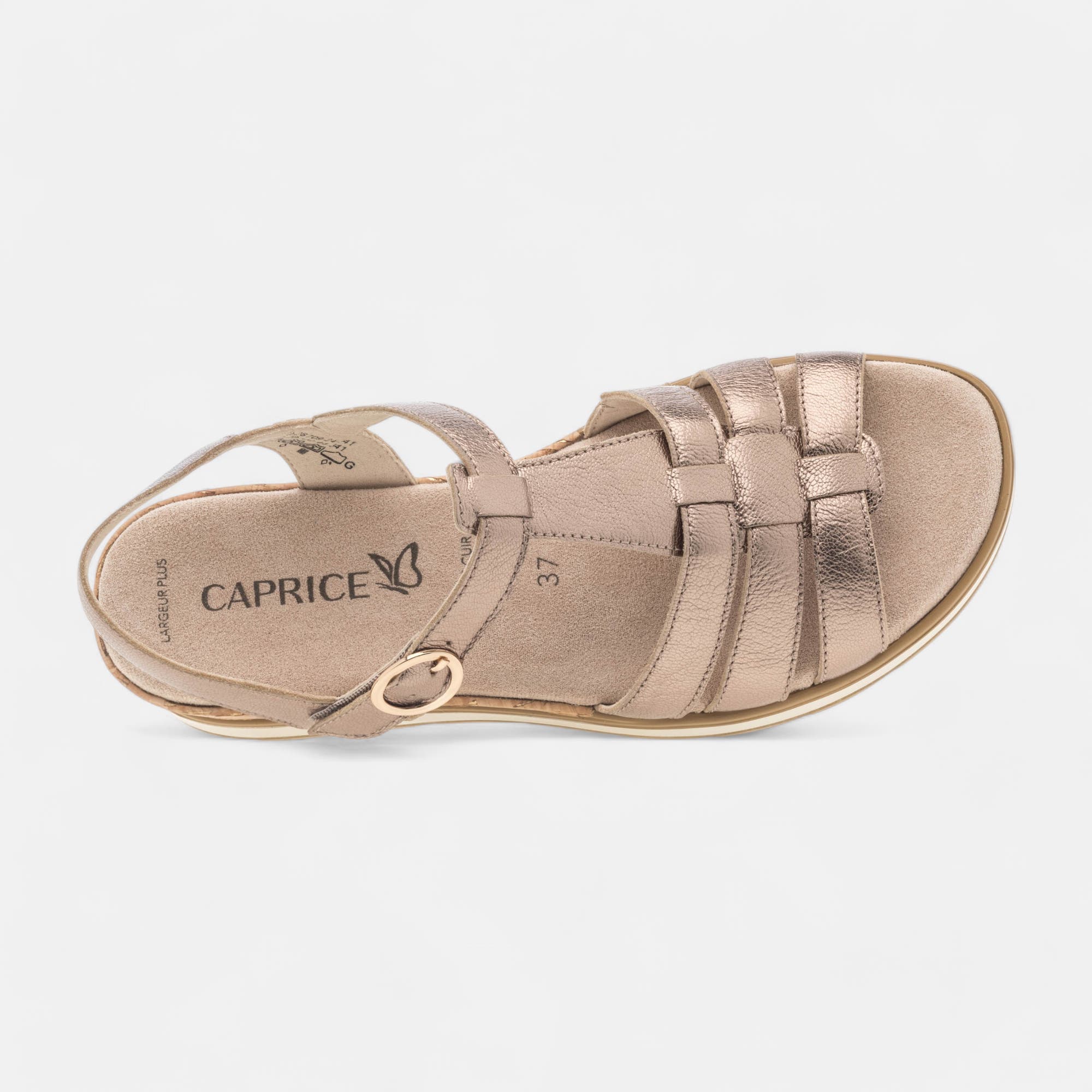 Sandales à talon compensé Femme en cuir taupe