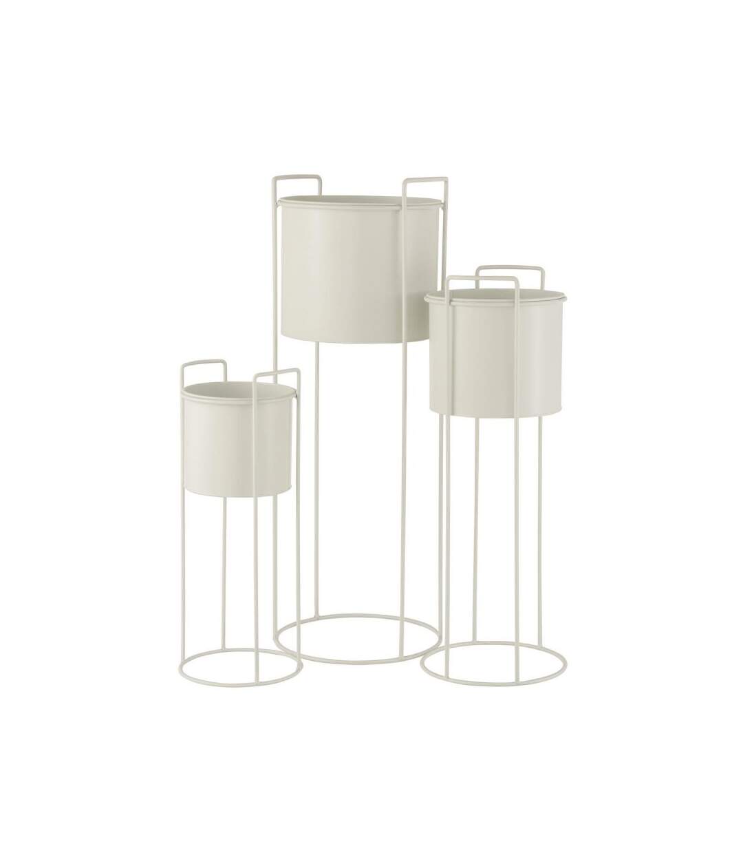 Paris Prix - Lot De 3 Cache-pots Sur Pied métal 80cm Blanc