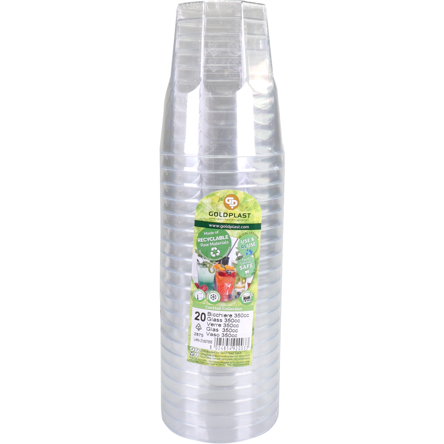Goldplast Glas, brasserieglas, reusable, pS, 250ml, transparant