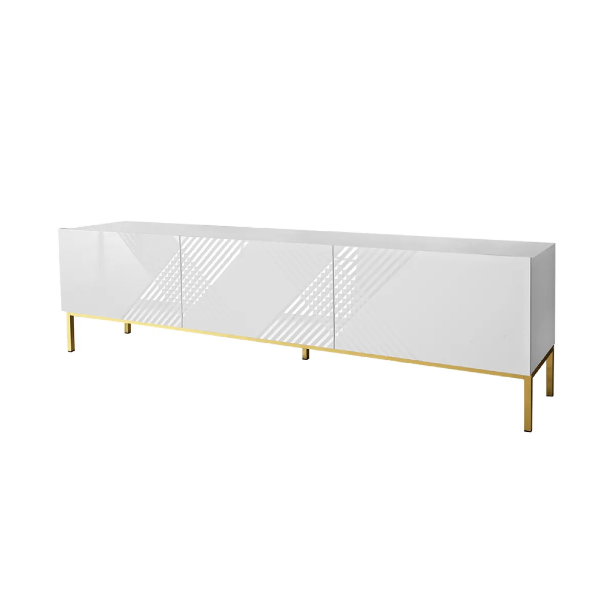 BestMobilier Celeste - Meuble TV Blanc Doré