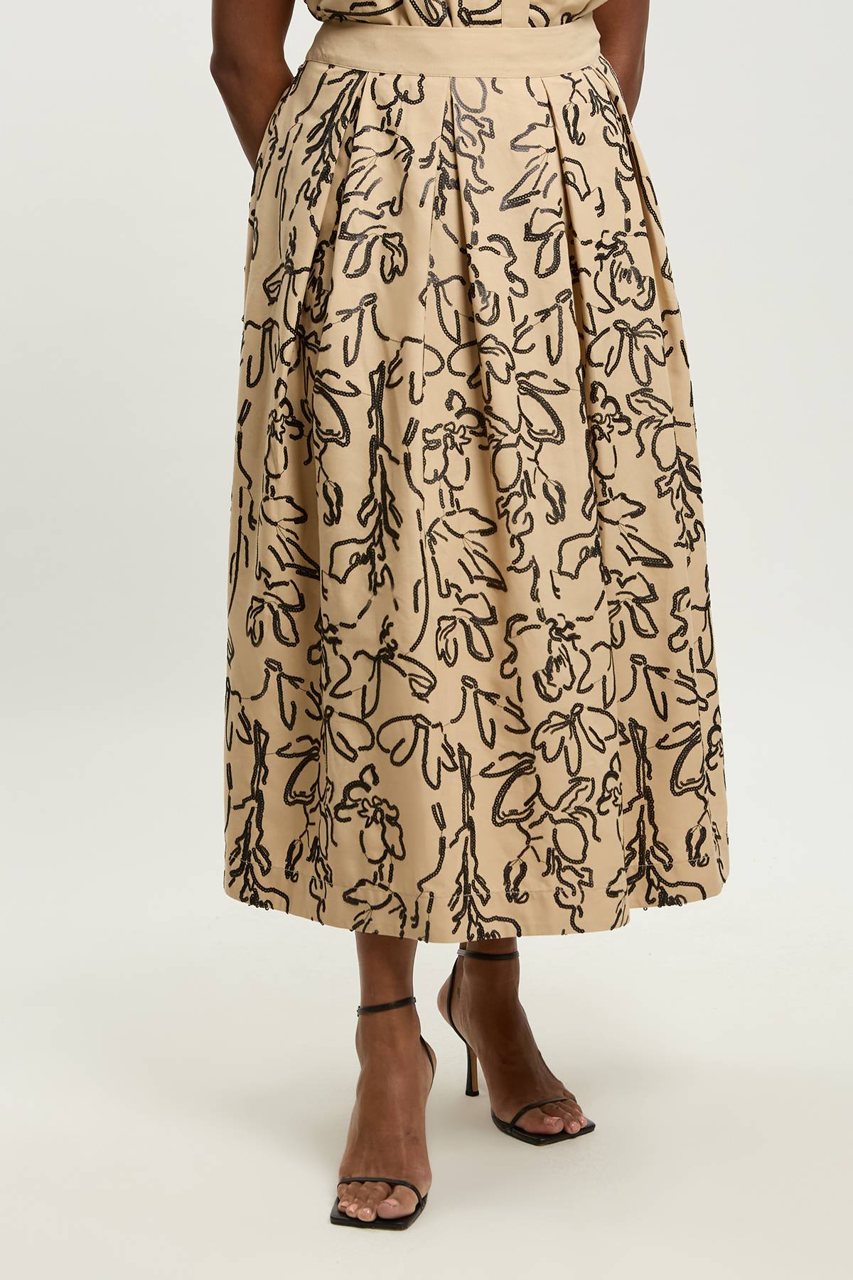 KarenMillen Jupe Midi Grande Taille En Lin À Sequins Mats