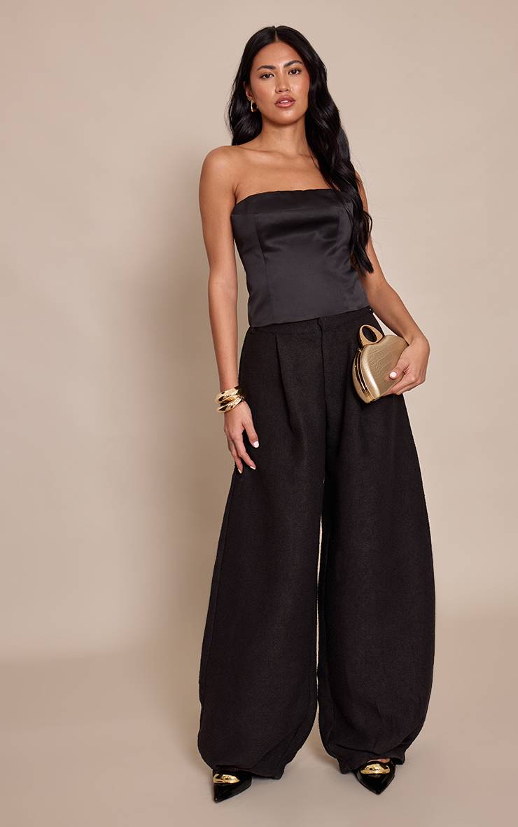 Noir Top Bandeau En Satin