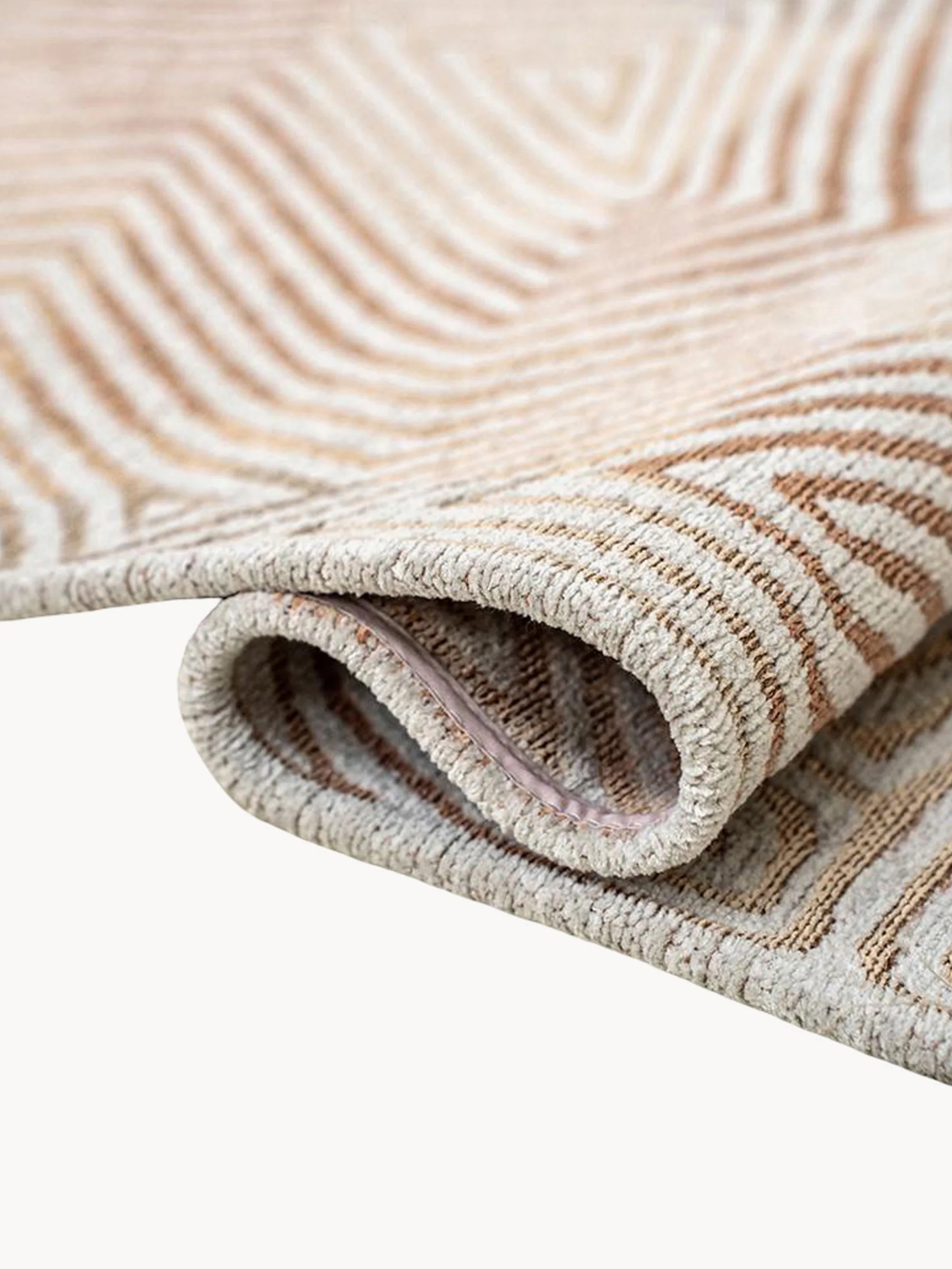 Rond jacquard in- & outdoor vloerkleed Coral, wasbaar