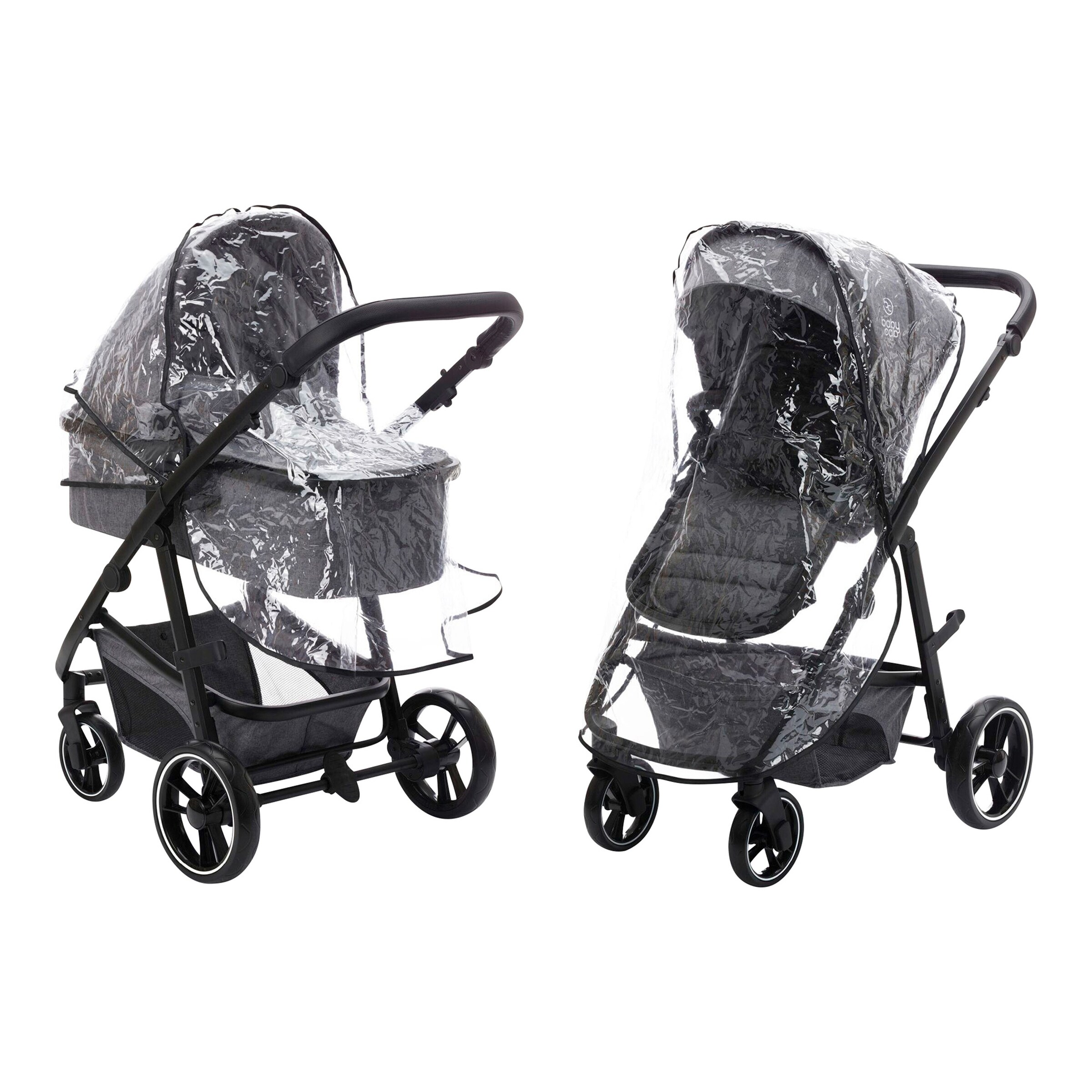 babycab Kombikinderwagen Stockholm Trio-Set (2024) inkl. i-Size Babyschale und Wickeltasche grau melange