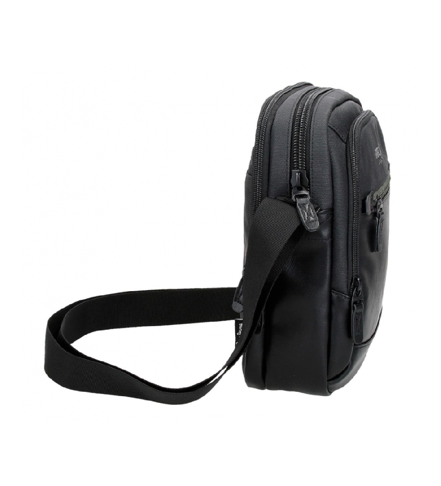 Bolsa de ombro para tablet Pepe Jeans Grays com dois compartimentos, preta.