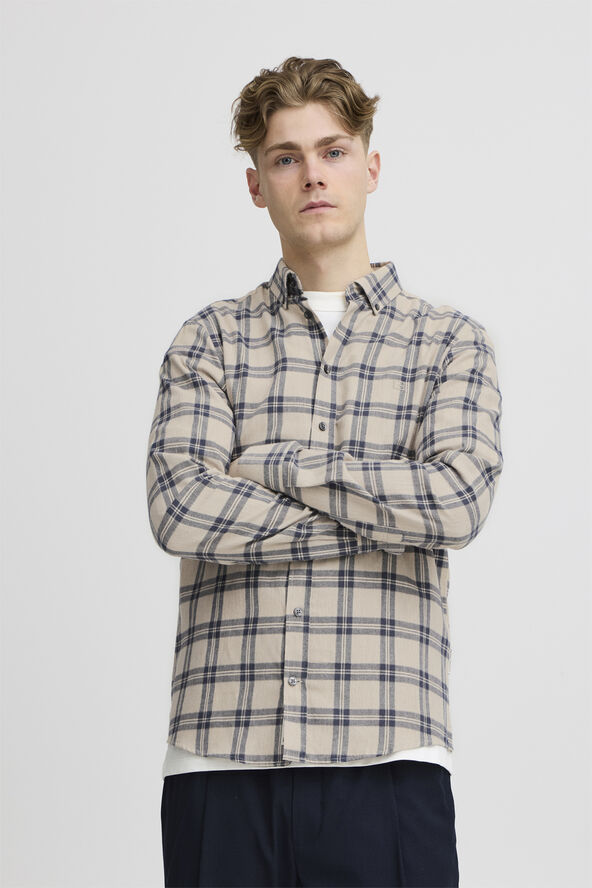 Casual Friday CFANTON LS BD 0159 checked brushed Silver mink melange