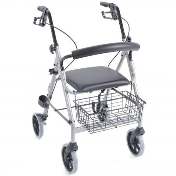 OrtoPrime Andarilho Rollator Altura Regulável com Assento e Cesta Multiusos