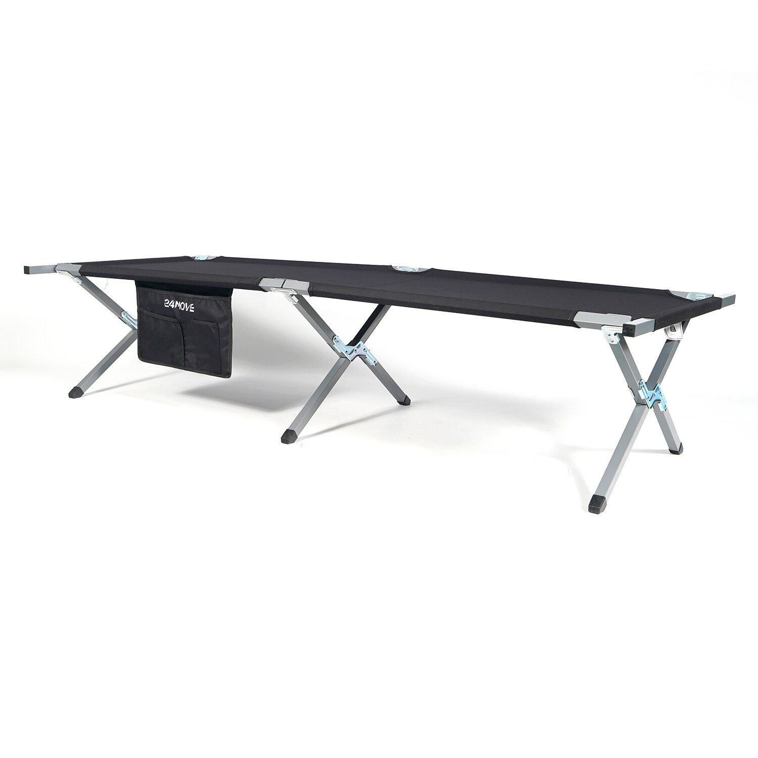 24MOVE® Feldbett Campingbett bis 180 kg In-und Outdoor Camping faltbar, inkl. Tragetasche für einfachen Transport