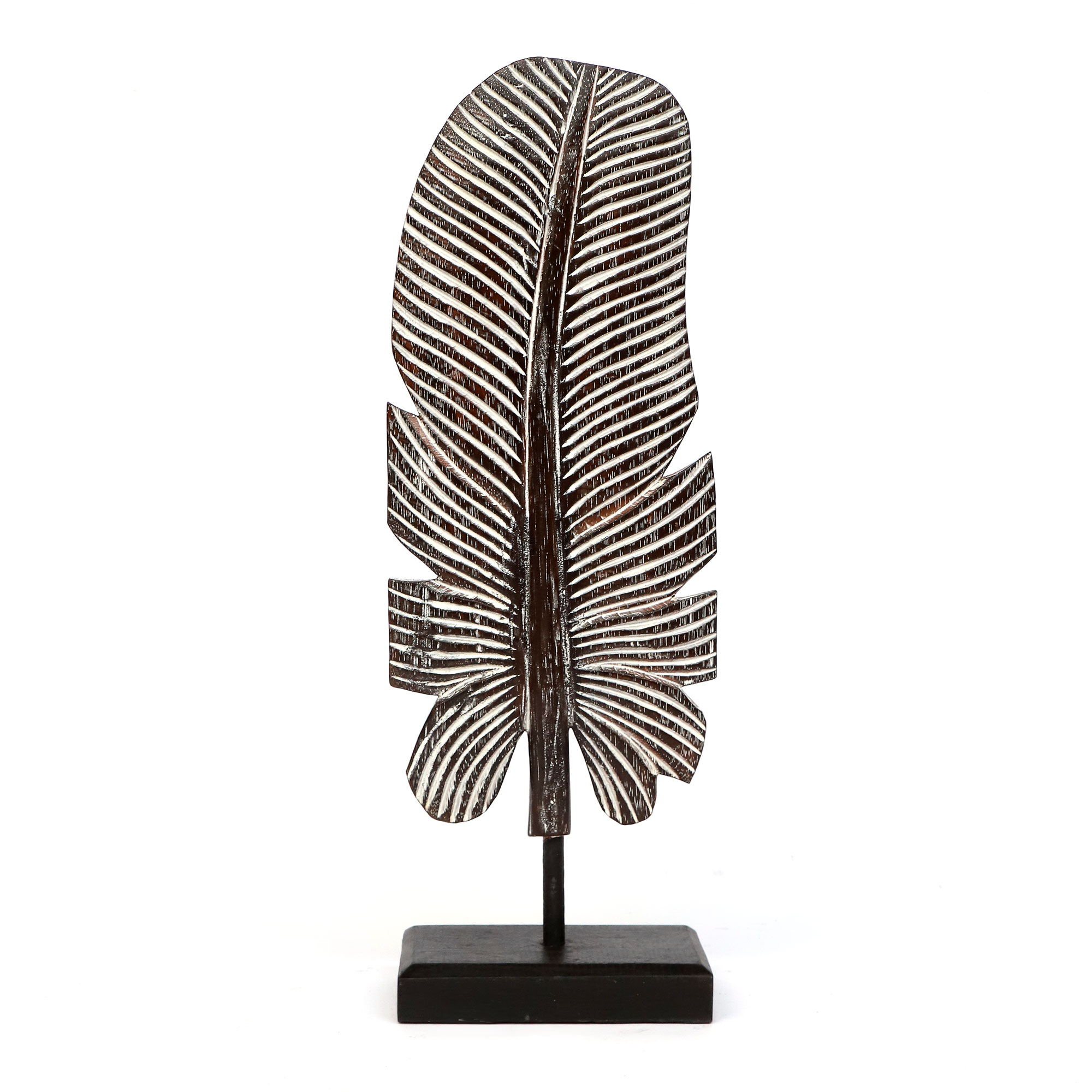 Holzskulptur 'Bananenblatt' L, braun, H 55 cm, B 20 cm, L 10 cm von fischer's lagerhaus