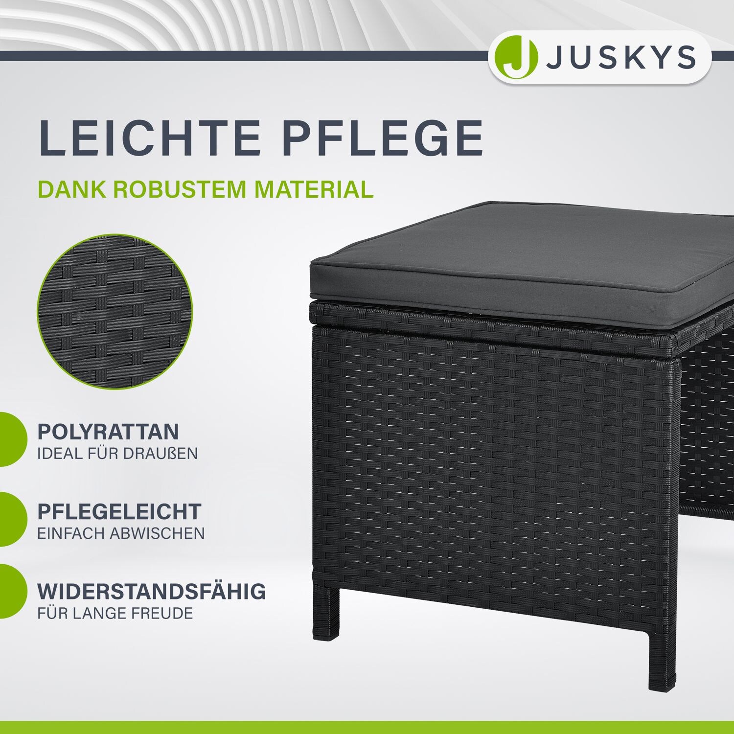 Juskys Polyrattan Sitzgruppe Baracoa L 9-teilig – Gartenmöbel wetterfest, stapelbar für Garten