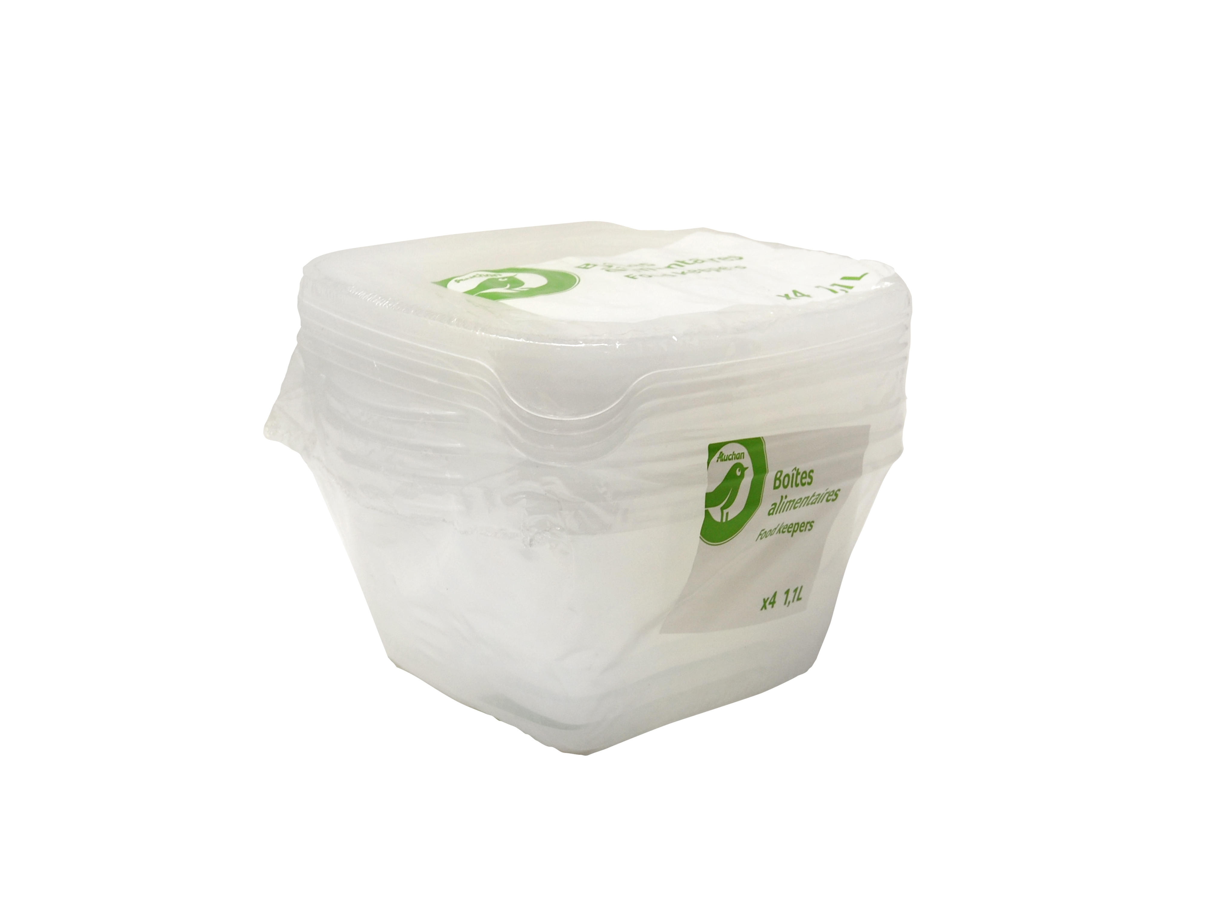 CONJUNTO 4 CAIXAS CONSERVAÇÃO QUADRADAS AUCHAN ESSENCIAL PLÁSTICO 0.6L