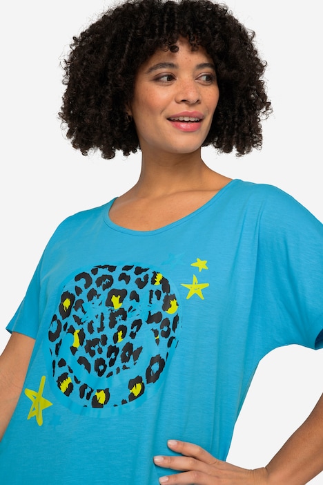 T-Shirt, oversized, Smiley, Rundhals, Halbarm
