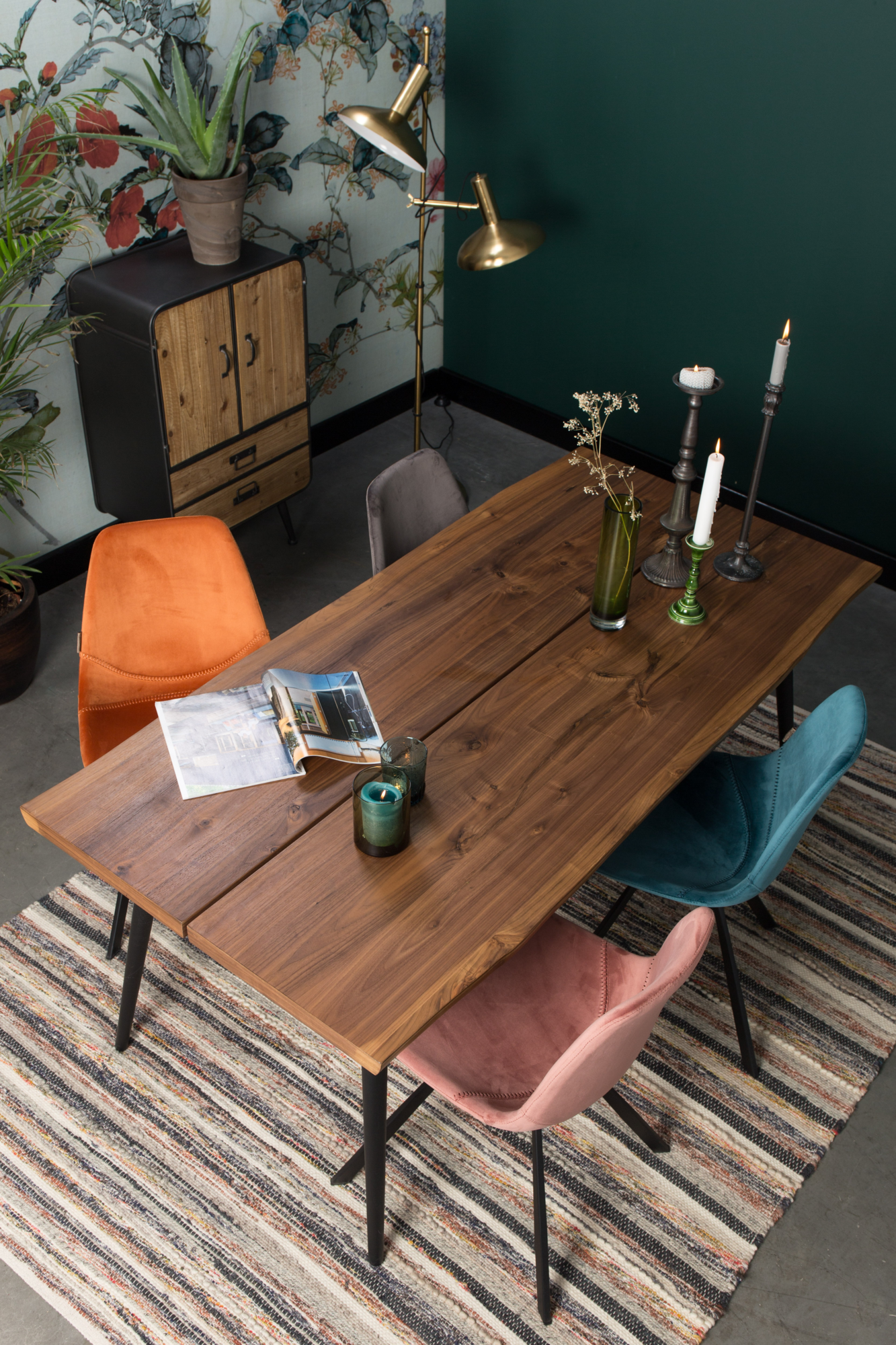 Eetkamerstoel Franky Velvet blauw - set van 2