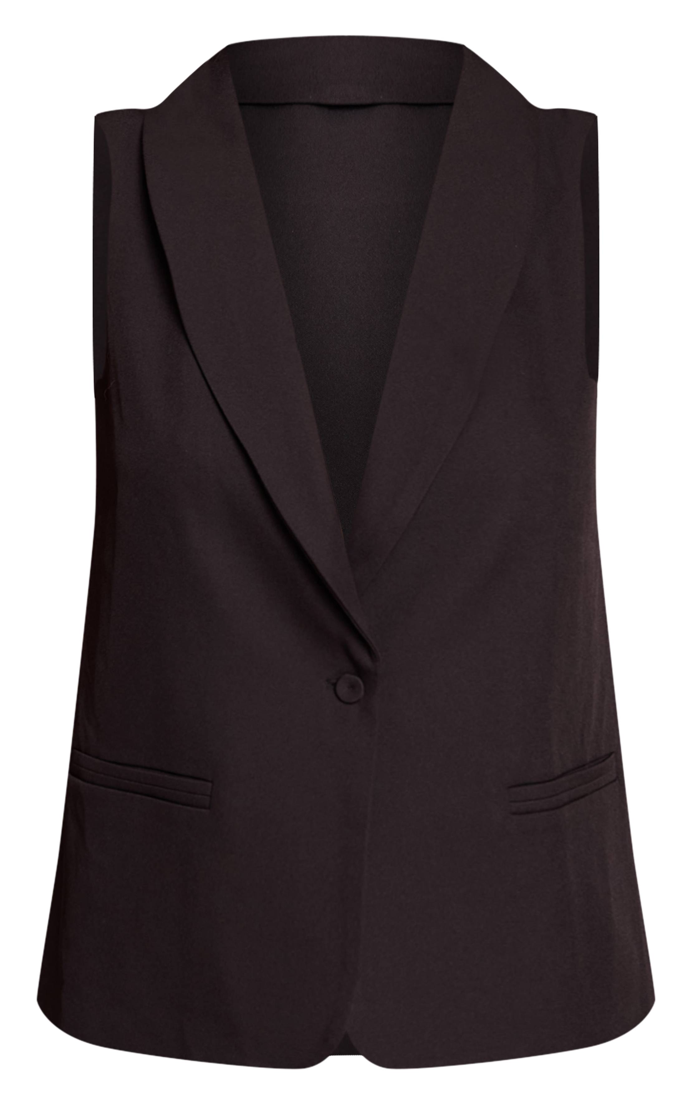 Noir Ensemble Coordonné Gilet Plongeant Tissé