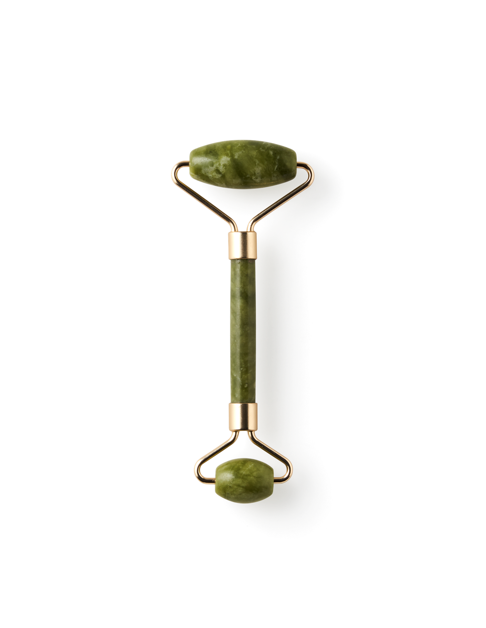 Ansigtsrulle | Nefrit jade sten. 14,5 x 5,6 x 2 cm. | Light Green, Gold