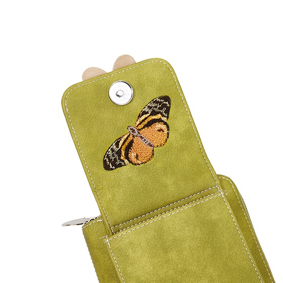 Hi-di-Hi Flying Flower Crossbody Bag/ Wallet/ Phone Bag Green