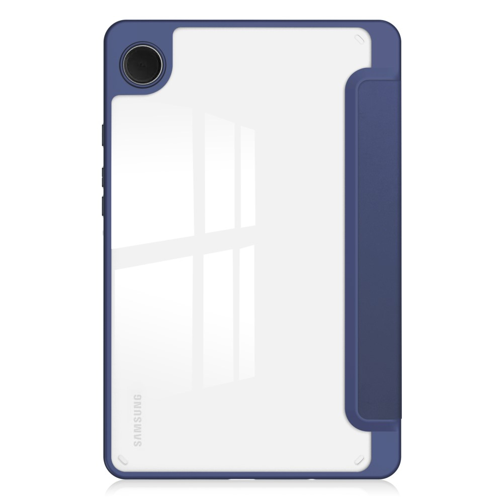 Samsung Galaxy Tab A11 / A9 Smart Cover Hybrid Hülle Leder Tasche Flip Cover   S-Pen Halterung - Dunkelblau / Transparent