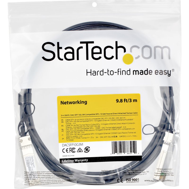 StarTech.com Câble Twinax à fixation directe SFP+ compatible Dell EMC DAC-SFP-10G-2M - 3 m