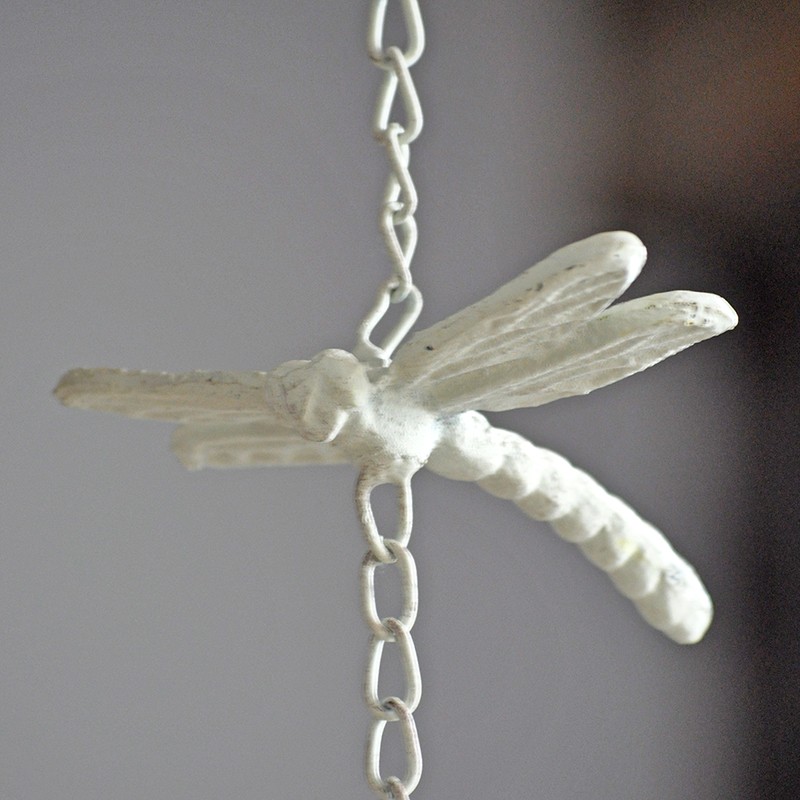 Clochette libellule fer blanc 10x65cm
