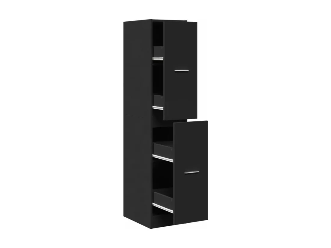 Armoire d'apothicaire noir 30x41x144,5 cm bois d'ingénierie