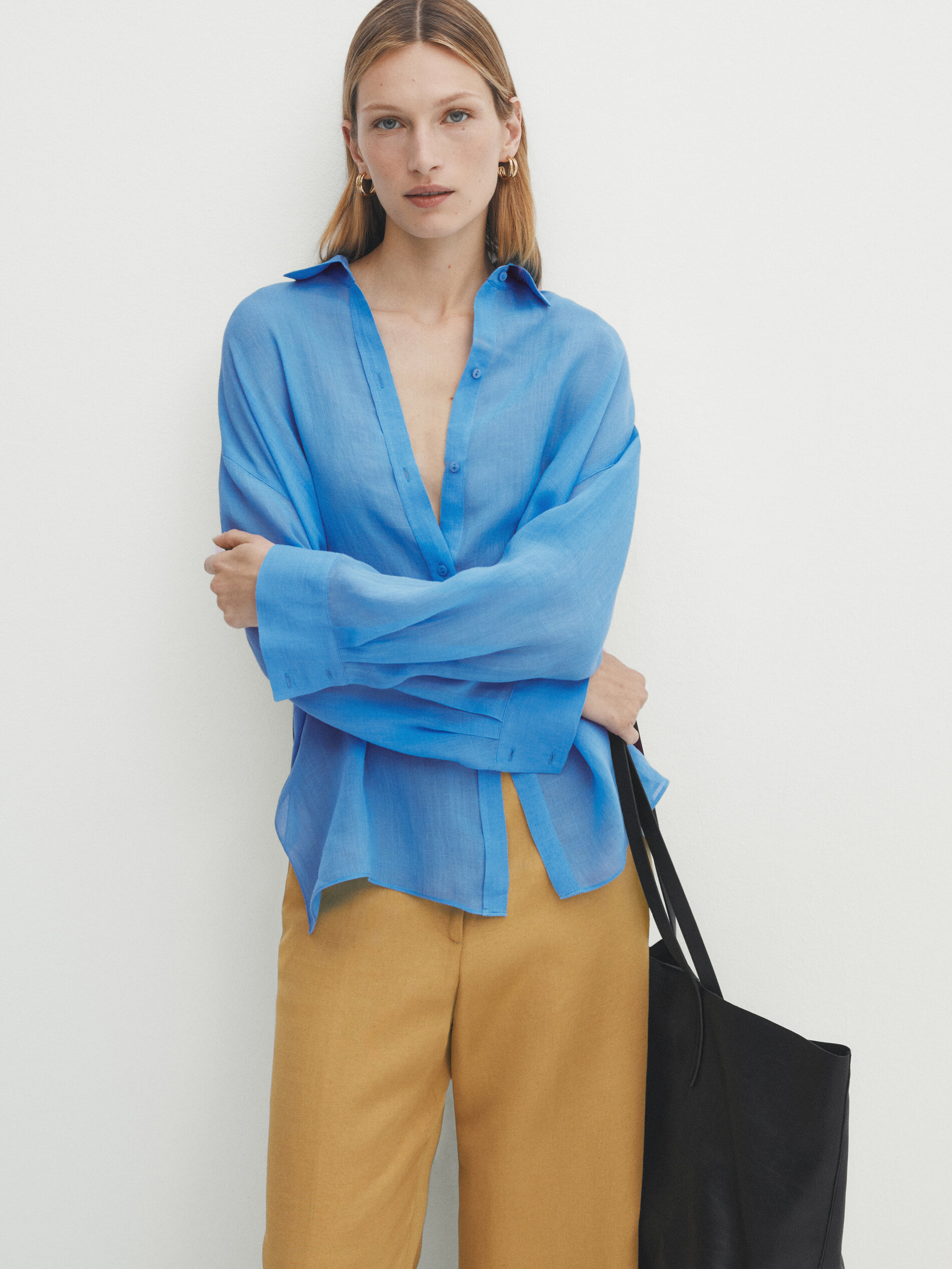 Camisa oversized 100% cobre - AZUL