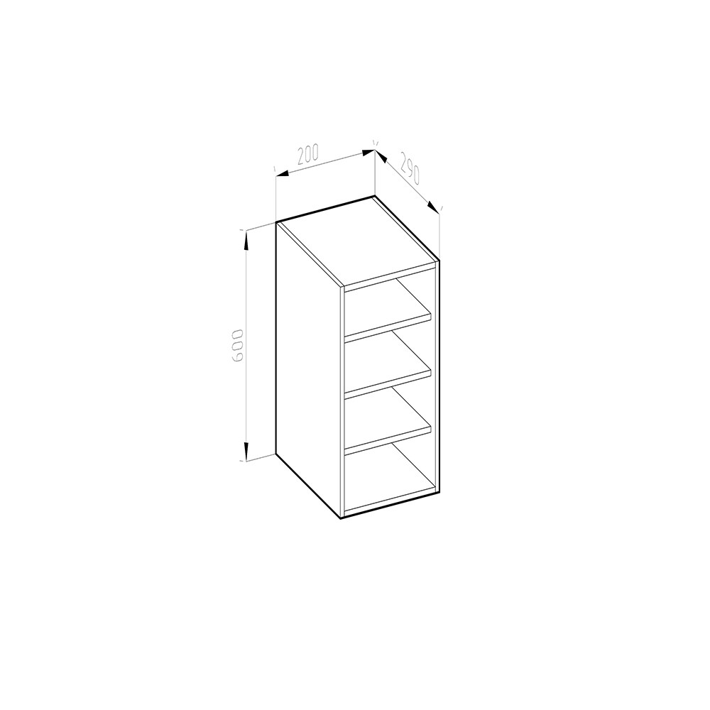 Vicco Regalhängeschrank Küchenschrank Küchenzeile R-Line 20 cm Eiche Fächer