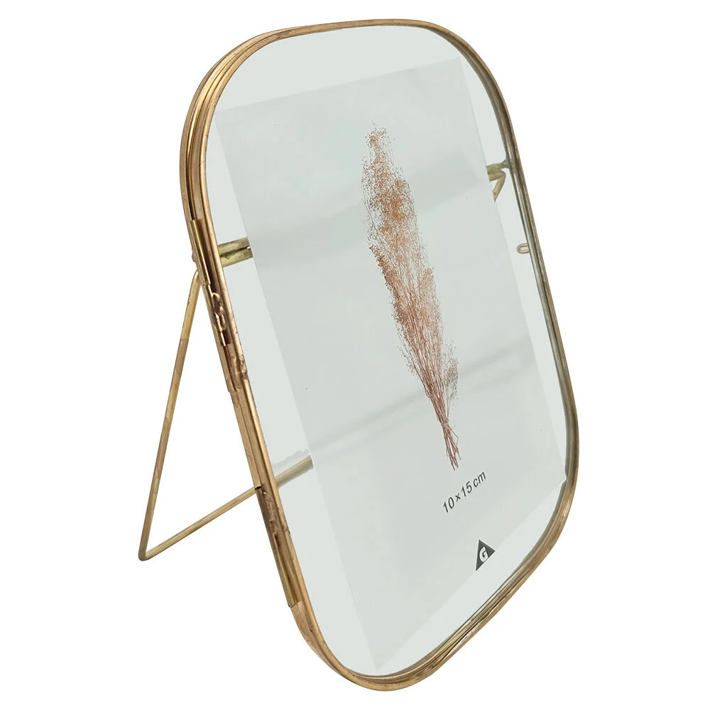 Cadre rectangulaire arrondi en métal doré 13x18cm