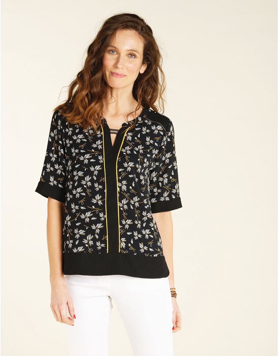 Blouse imprimée noire